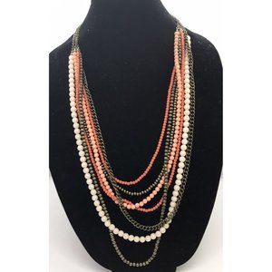PREMIER DESIGNS MULTI STRAND CHAIN AND ACRYLIC BEADED NECKLACE
